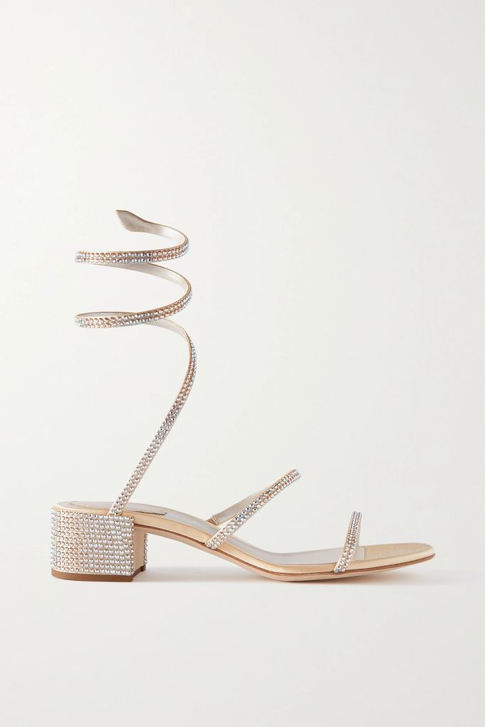 Cleo Crystal-embellished Satin Sandals - Yellow