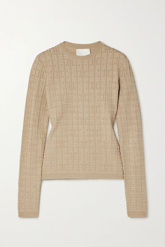 Jacquard-knit Sweater - Beige