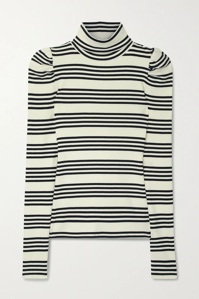 Cedar Striped Stretch-pima Cotton Turtleneck Sweater - Ivory