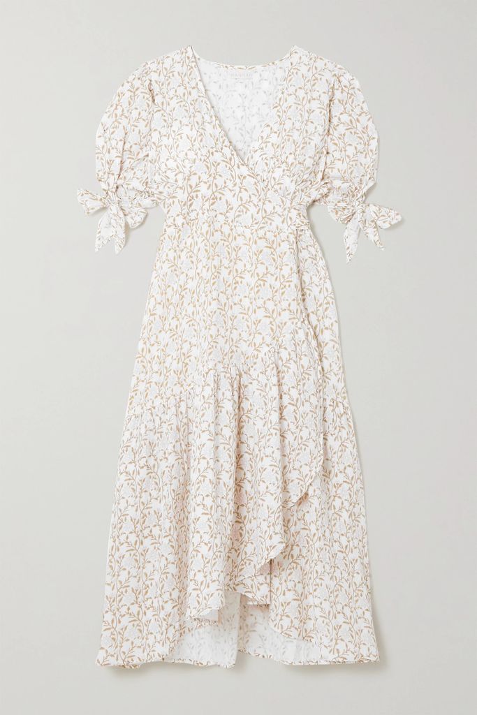 + Net Sustain Yulara Floral-print Cotton-gauze Wrap Midi Dress - Pink