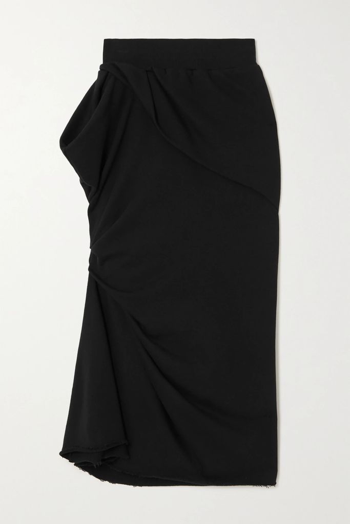 Asymmetric Cotton-terry Skirt - Black