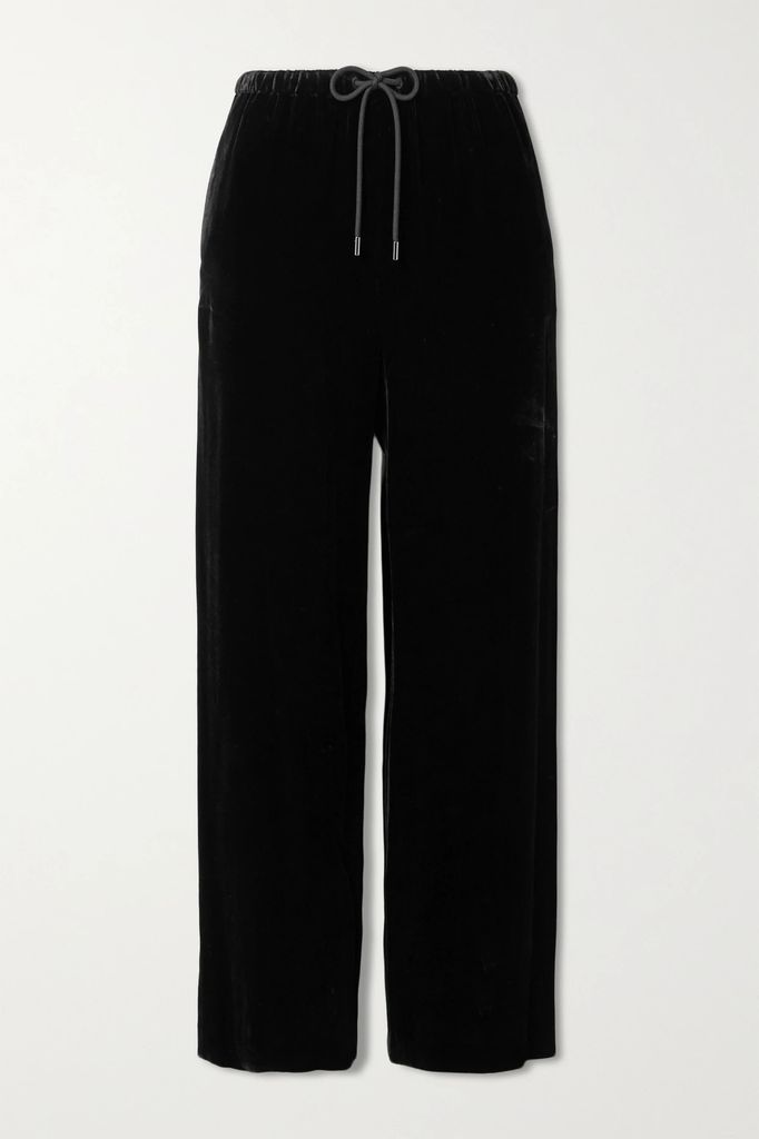 Velvet Straight-leg Pants - Black
