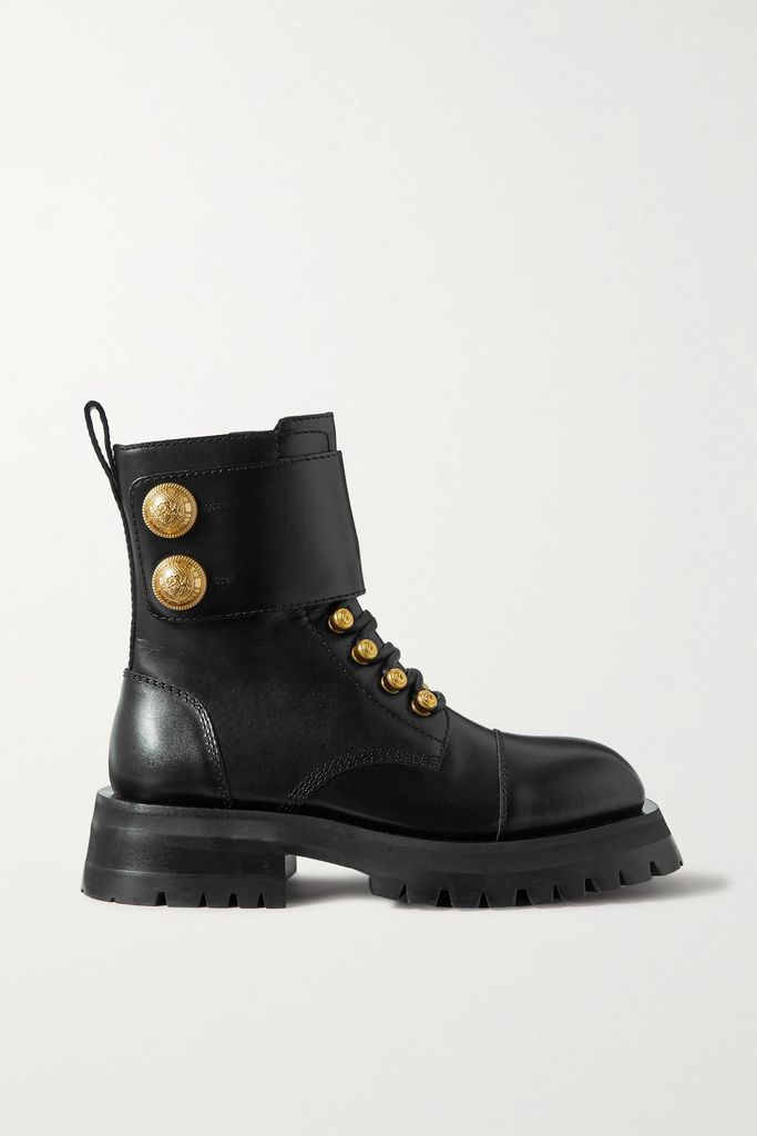 Ranger Embellished Leather Ankle Boots - Black