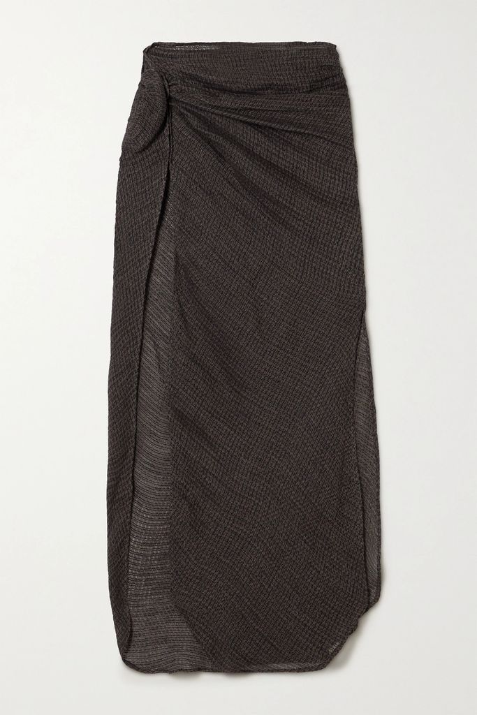 Maydum Gaz Gathered Organic Linen Maxi Skirt - Charcoal