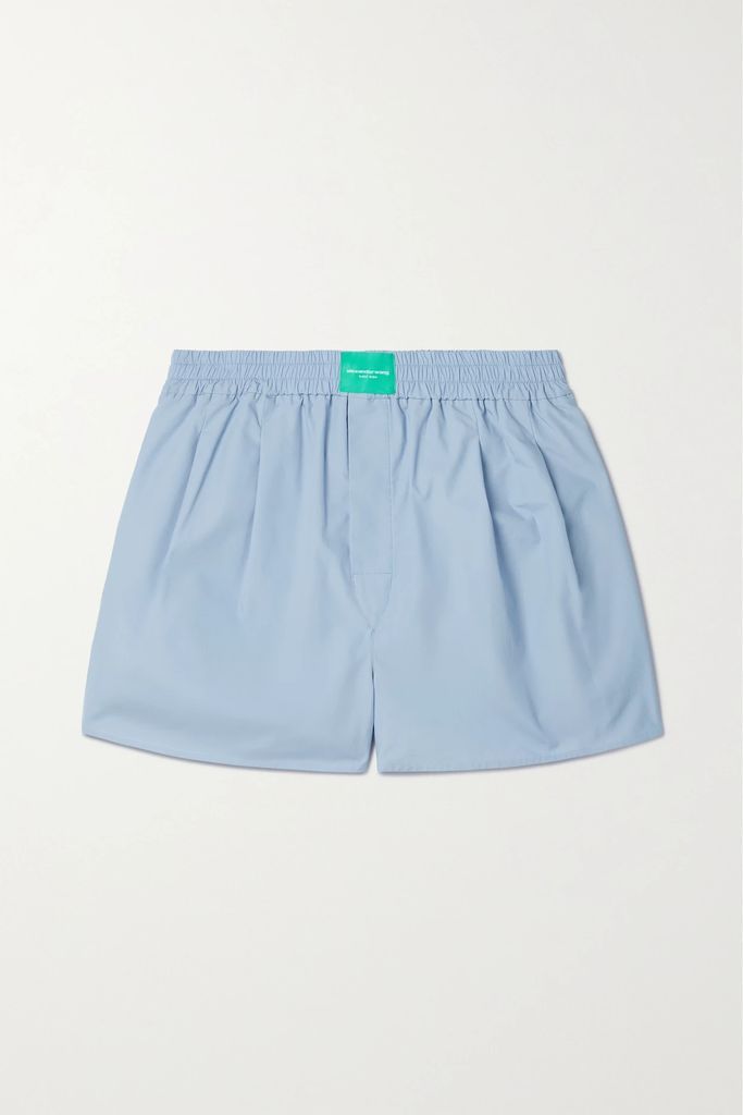 Cotton-poplin Shorts - Light blue