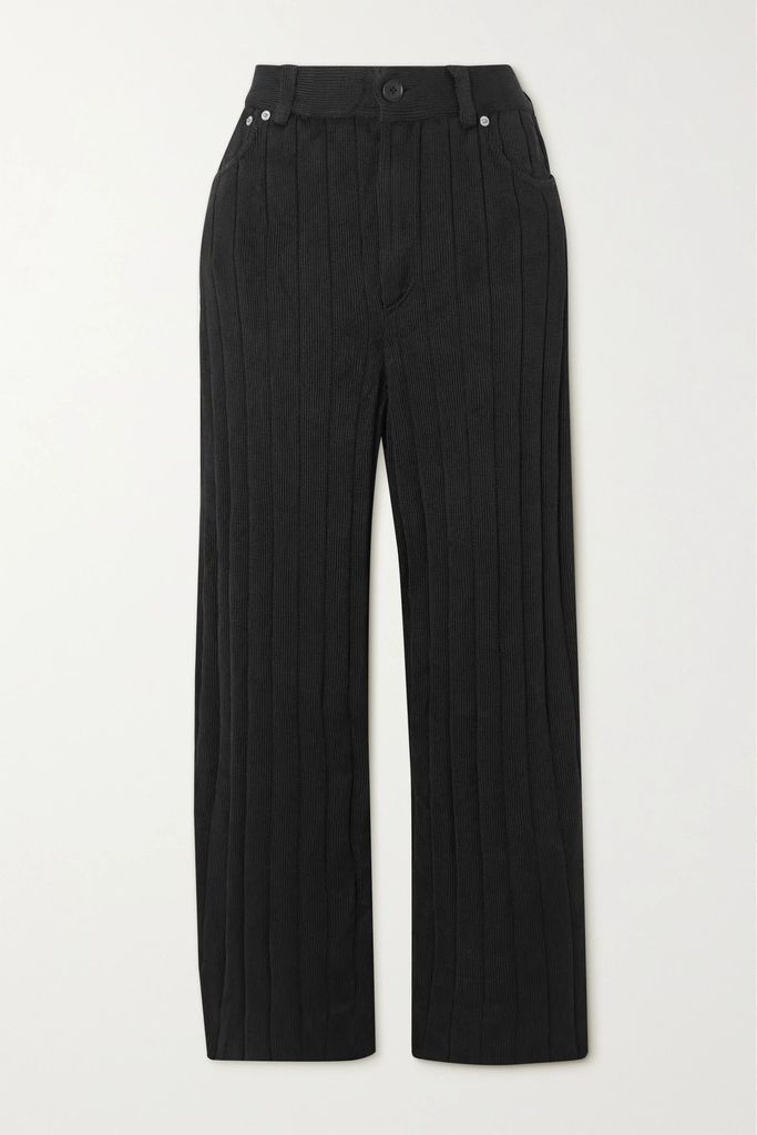 Ribbed Silk Pants - Black