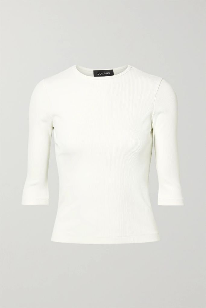 The Rib Stretch Cotton-blend Jersey Top - Ivory