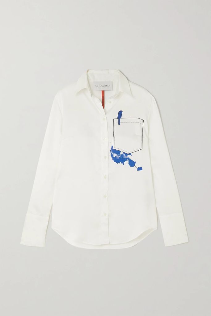 + Thebe Magugu Printed Recycled Satin-twill Shirt - White