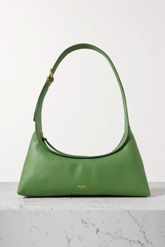 Cinder Baguette Leather Shoulder Bag - Green