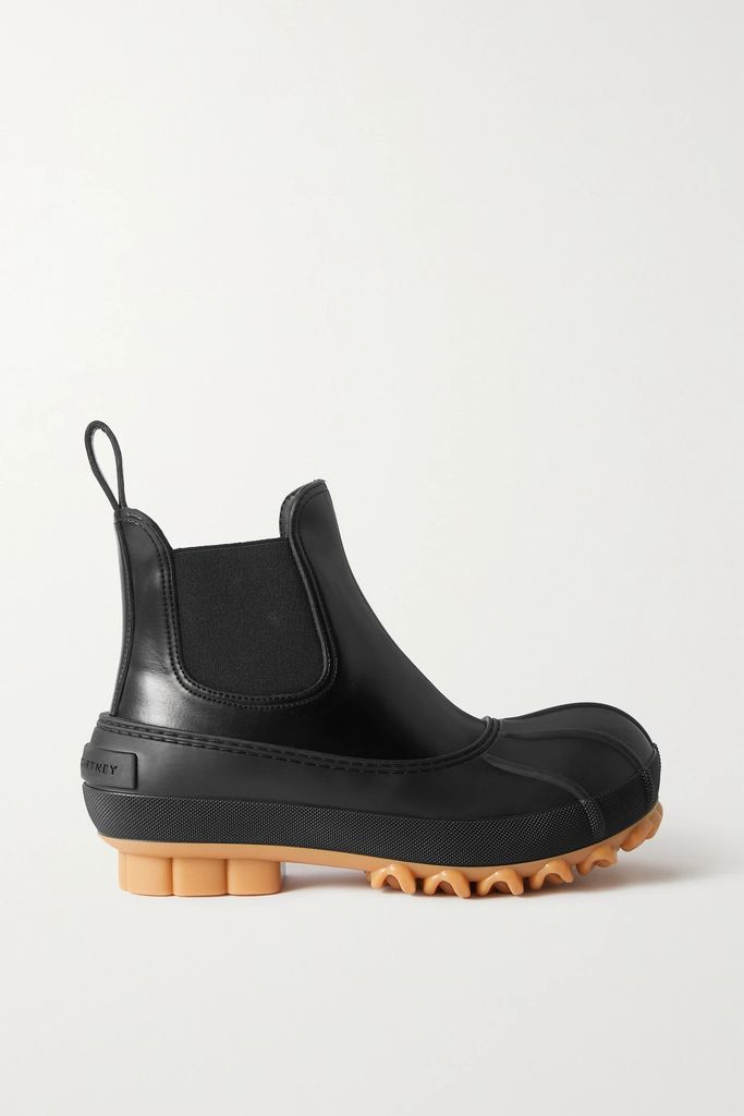 Duck Rubber-trimmed Vegetarian Leather Chelsea Boots - Black