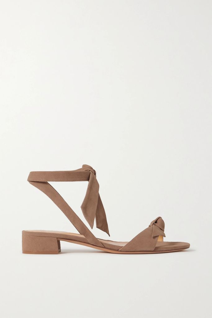 Clarita Bow-embellished Suede Sandals - Neutral