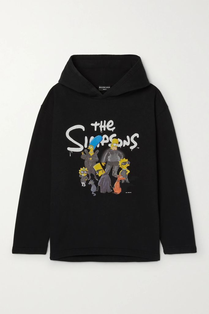 + The Simpsons Printed Cotton-jersey Hoodie - Black