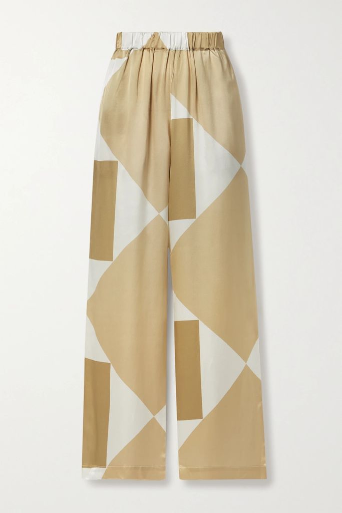 Envelope1976 - Vehi Printed Silk-satin Wide-leg Pants - Beige