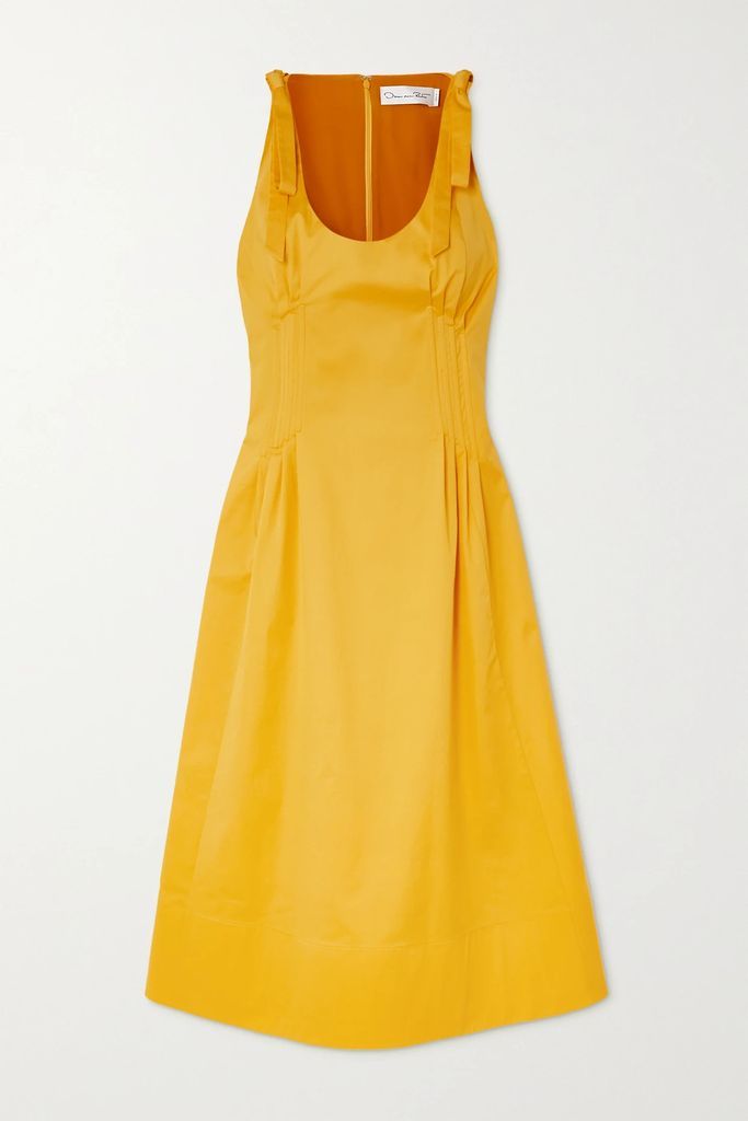 Pintucked Stretch-cotton Twill Midi Dress - Yellow