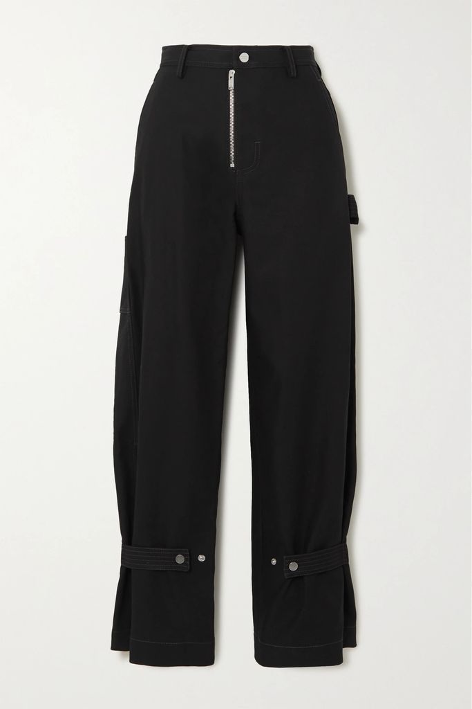 Zip-detailed Cotton-drill Pants - Black