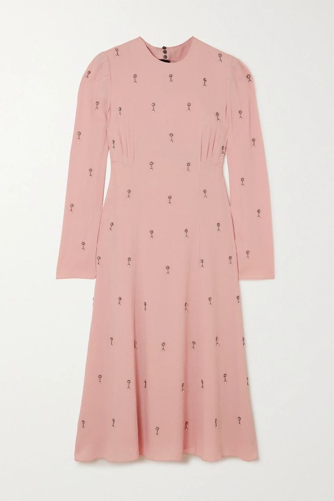 Ivor Open-back Embellished Crepe Midi Dress - Pink