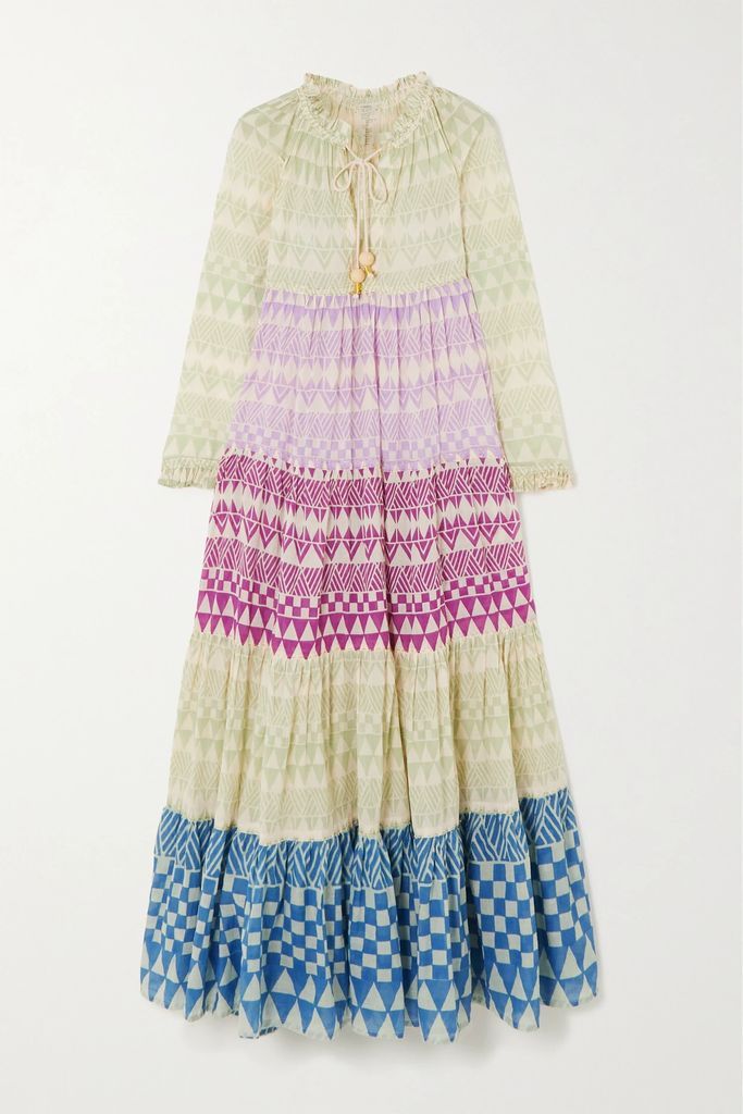 Hippy Tiered Printed Cotton-voile Maxi Dress - Cream