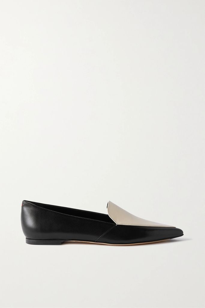 Martha Two-tone Leather Loafers - Black