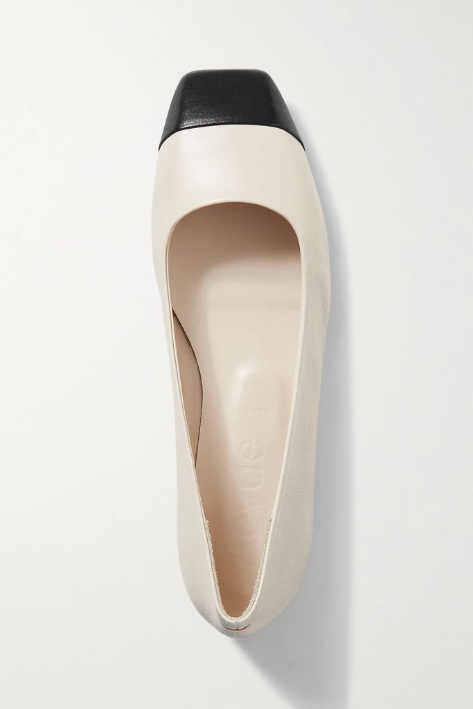 Inga Two-tone Leather Ballet Flats - Cream