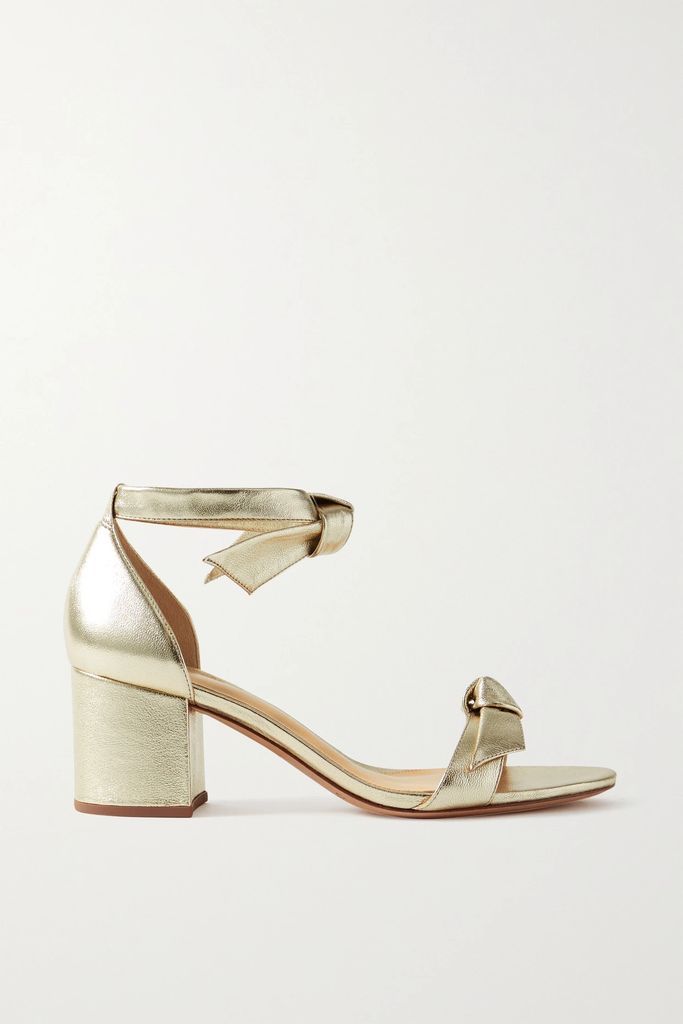 Clarita Bow-embellished Metallic Leather Sandals - Gold