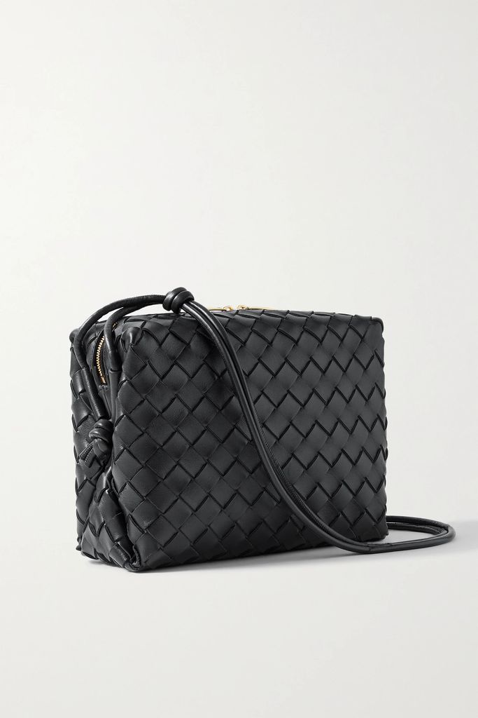 Loop Small Intrecciato Leather Shoulder Bag - Black