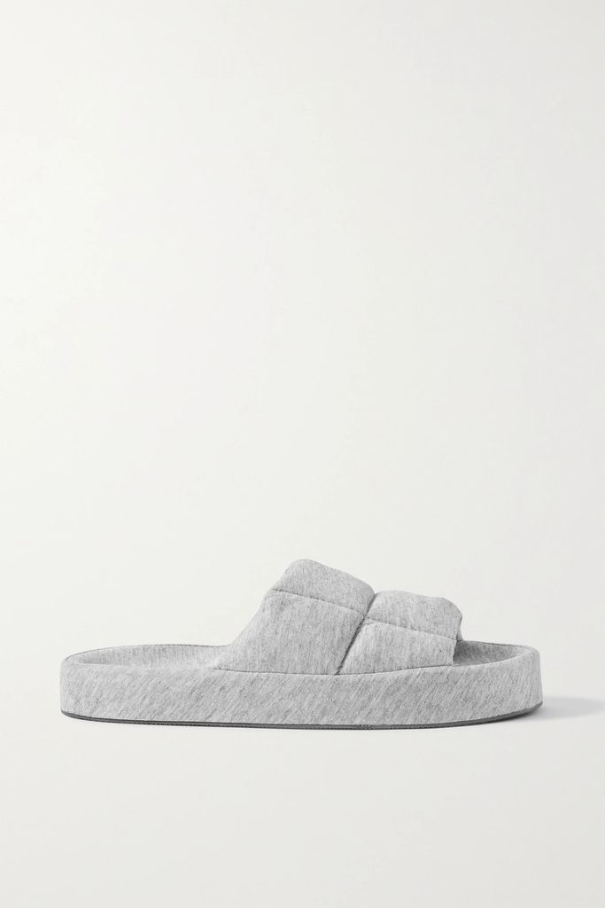 Quilted Cotton-jersey Slides - Gray