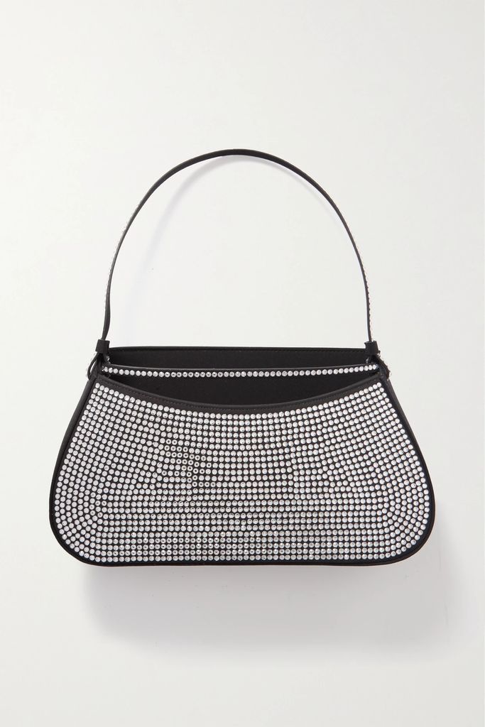 Zeta Crystal-embellished Silk Shoulder Bag - Black