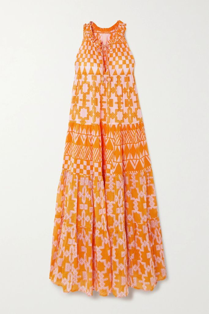 Hippy Tiered Printed Cotton-voile Maxi Dress - Pink