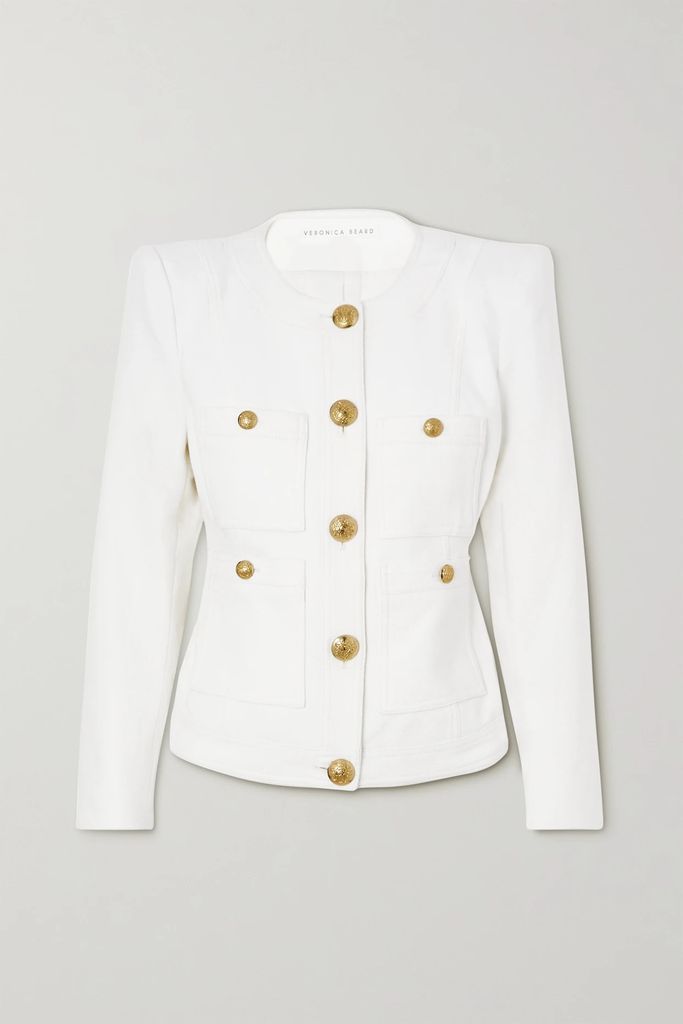 Ferazia Embellished Grain De Poudre Cotton-blend Jacket - Ecru