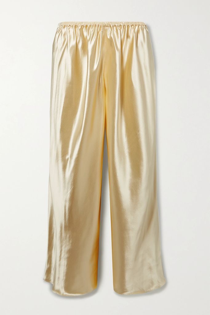 Lindy Cropped Silk-satin Wide-leg Pants - Cream
