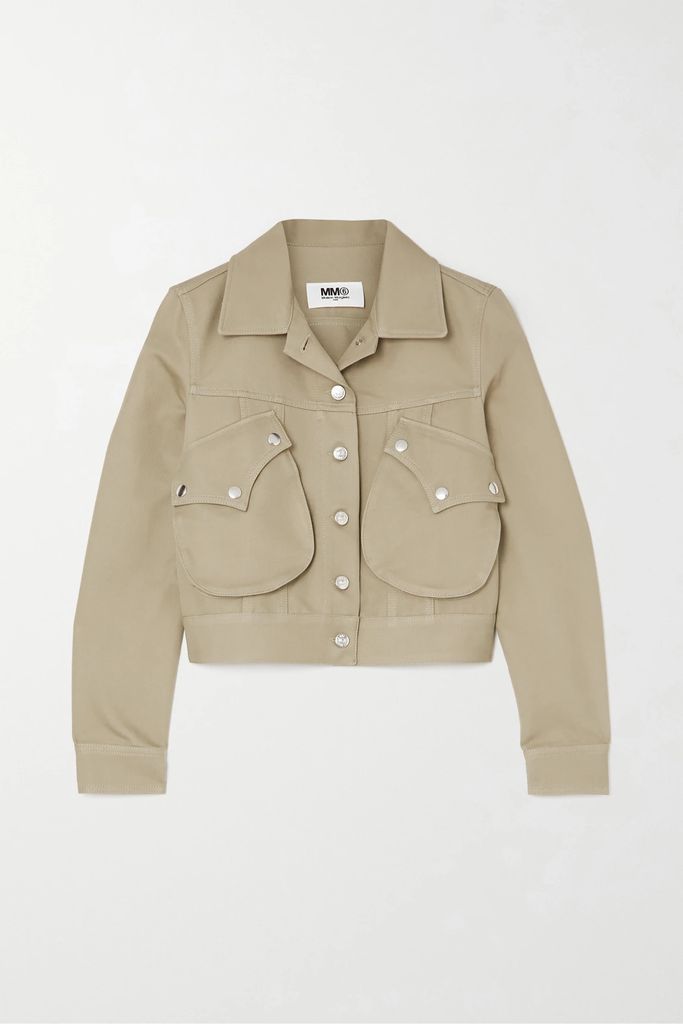 Cropped Cotton-blend Gabardine Jacket - Beige