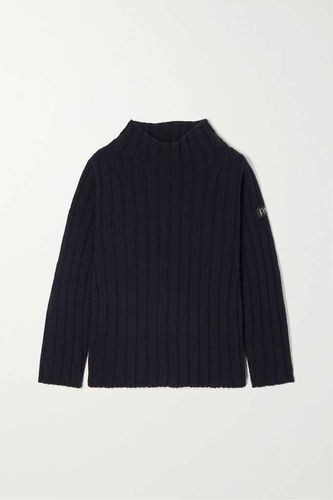 Ribbed Wool Sweater - Navy
