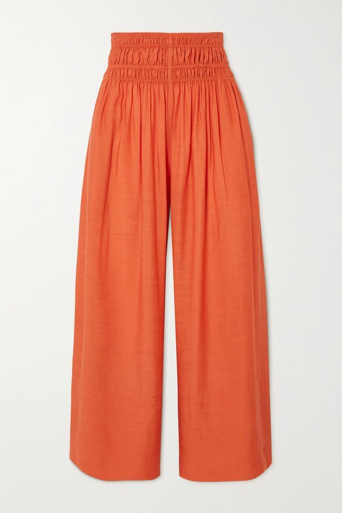 Smocked Cotton Culottes - Coral
