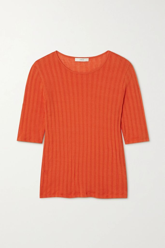 Ribbed Cotton T-shirt - Orange