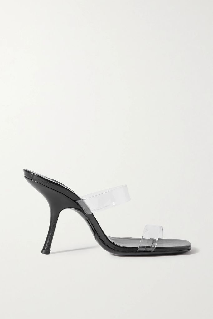 Clara Pvc And Glossed-leather Mule - Black