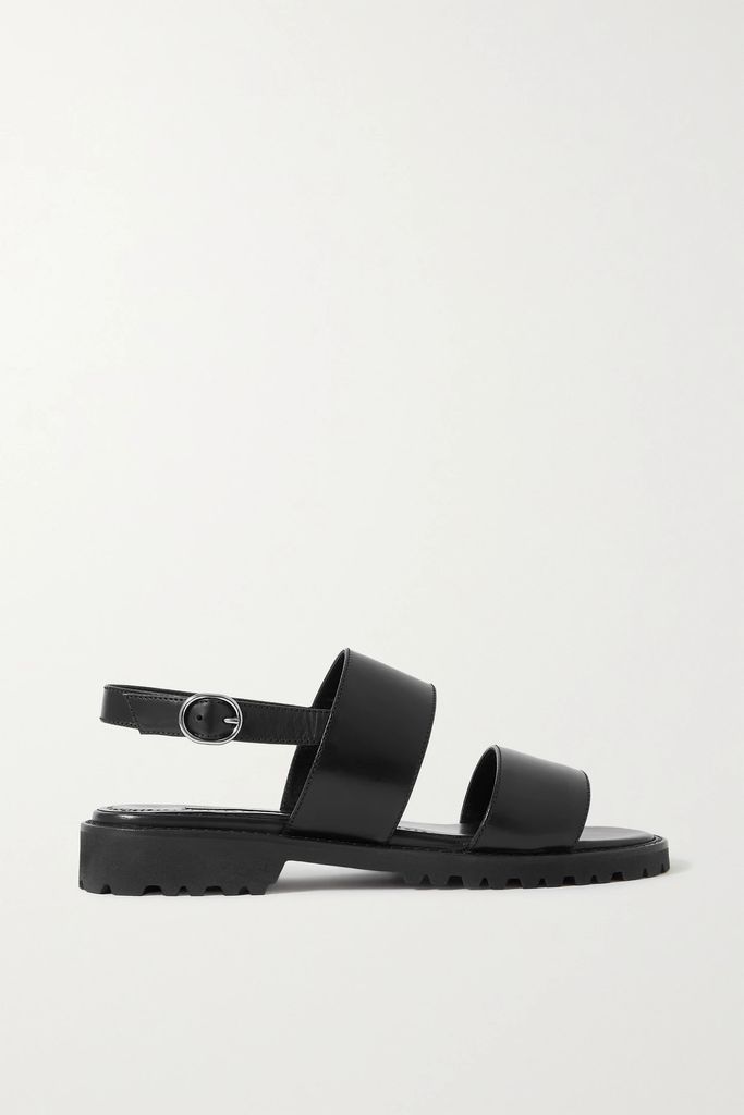 Klaiapla Leather Slingback Sandals - Black