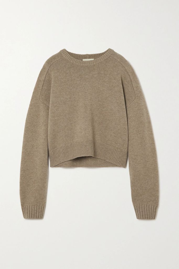 Bruzzi Oversized Cropped Wool And Cashmere-blend Sweater - Beige