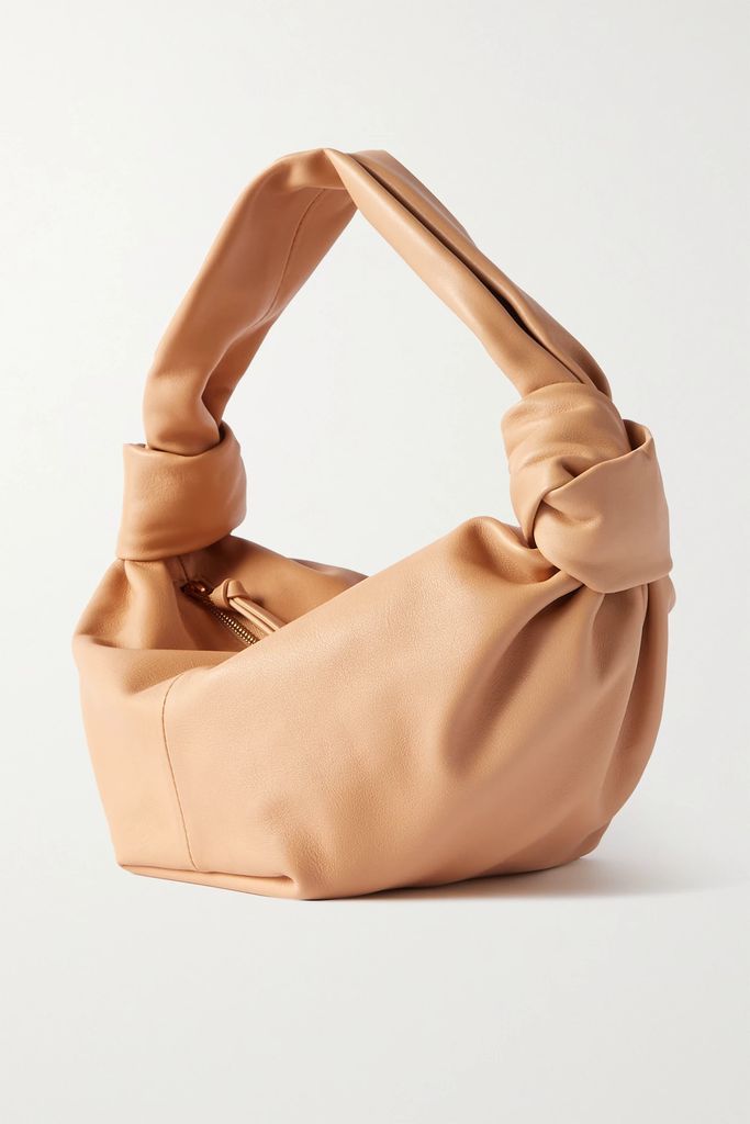 Mini Knotted Leather Tote - Beige
