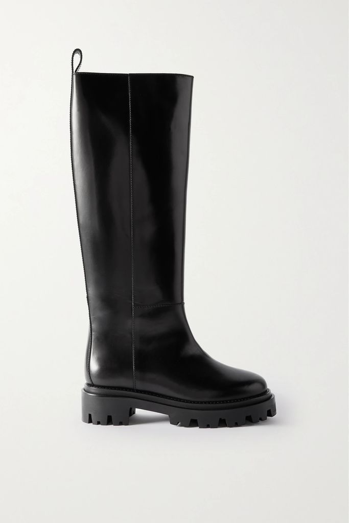 Cener Leather Knee Boots - Black