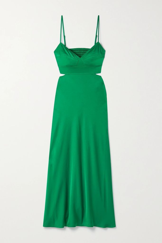 Blakely Cutout Satin Midi Dress - Green