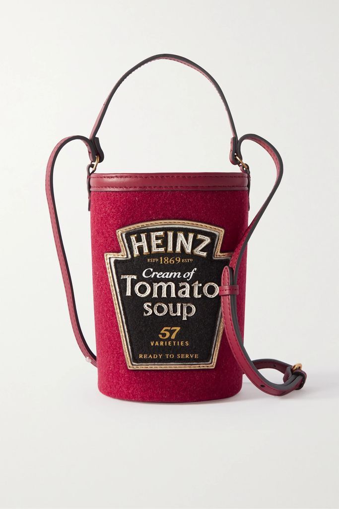 + Net Sustain + Heinz Tomato Soup Appliquéd Recycled-felt Shoulder Bag - Red