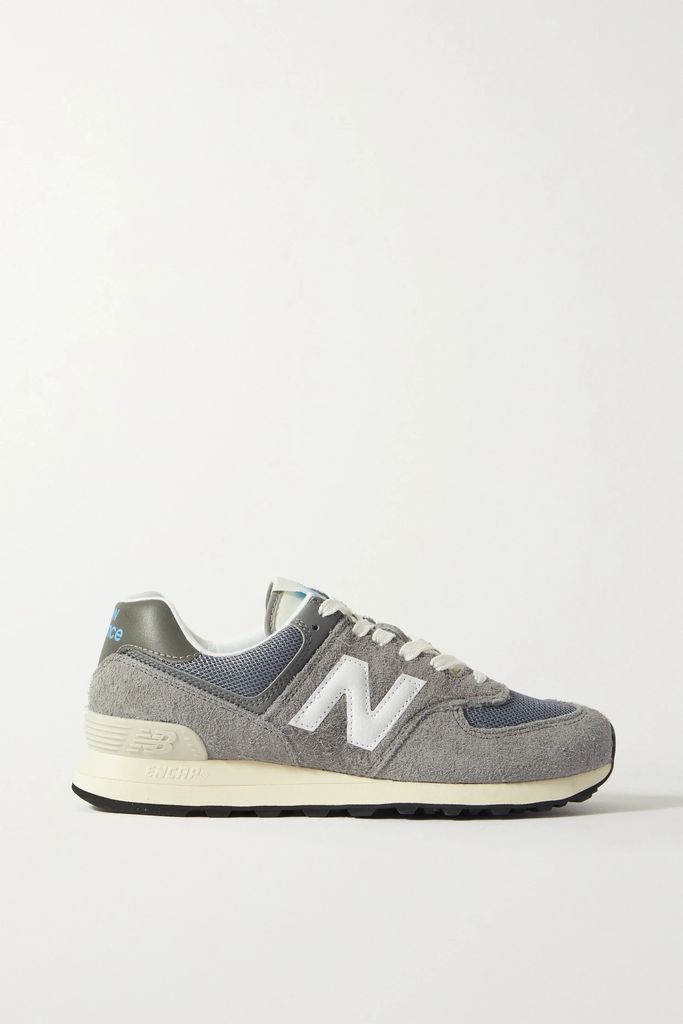 574 Leather-trimmed Suede And Mesh Sneakers - Gray
