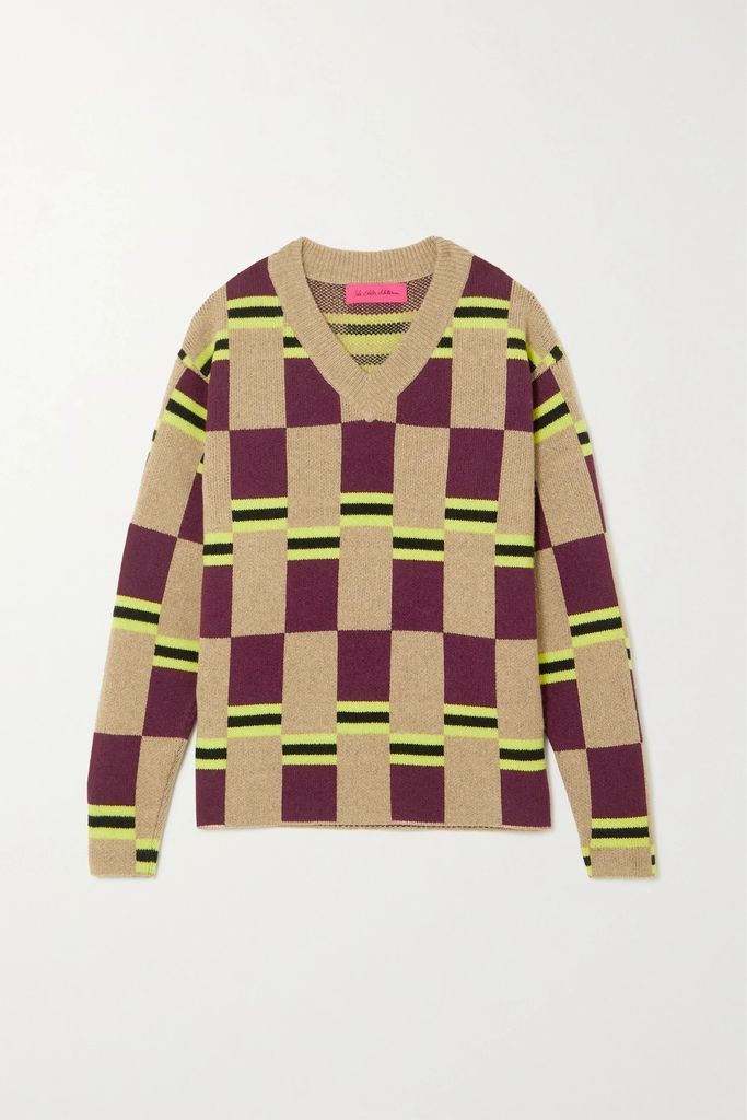 Checked Cashmere Sweater - Beige