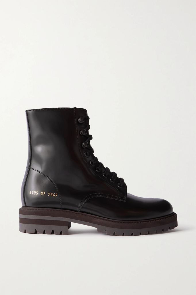 Leather Combat Boots - Black