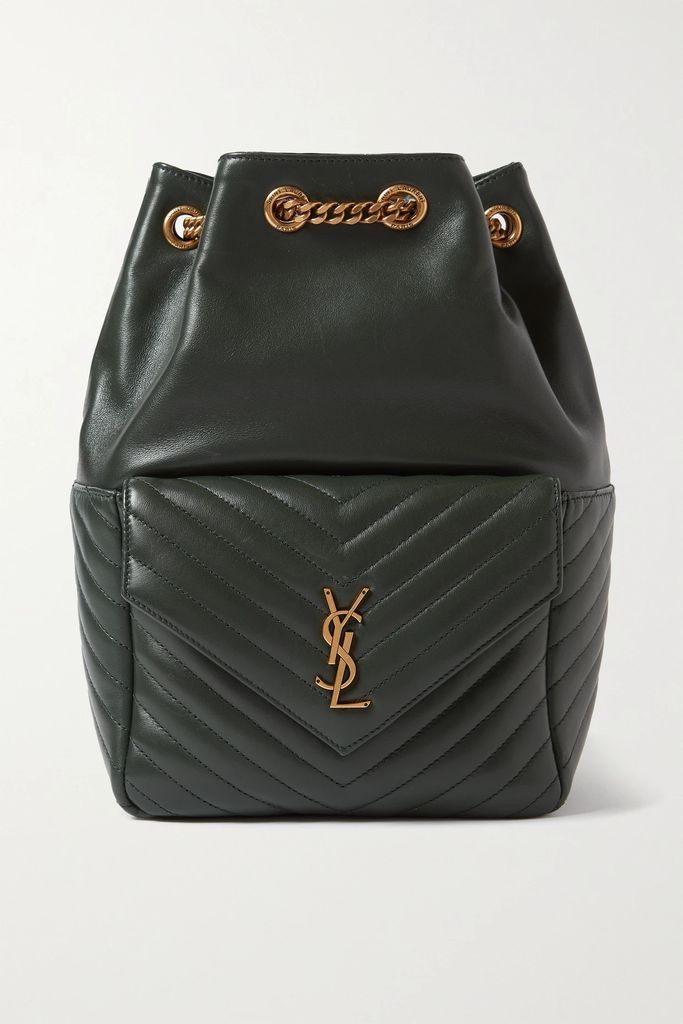 Joe Quilted Leather Backpack - Dark green
