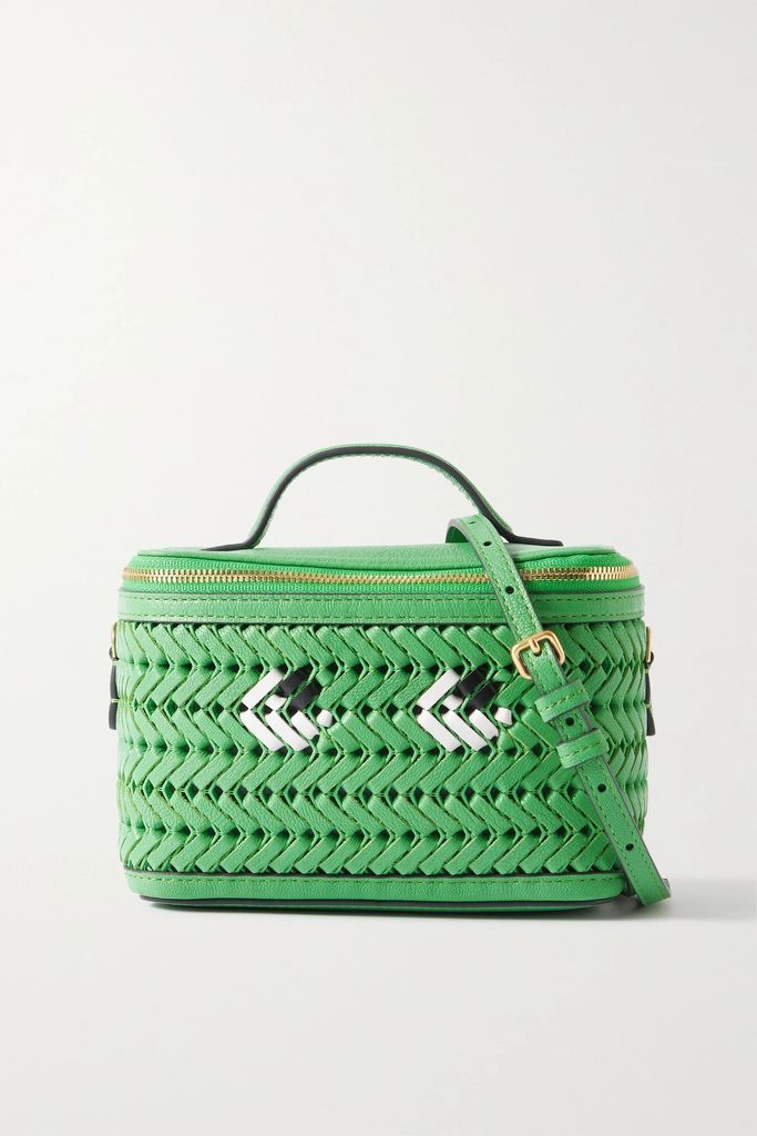 The Neeson Eyes Woven Leather Shoulder Bag - Green