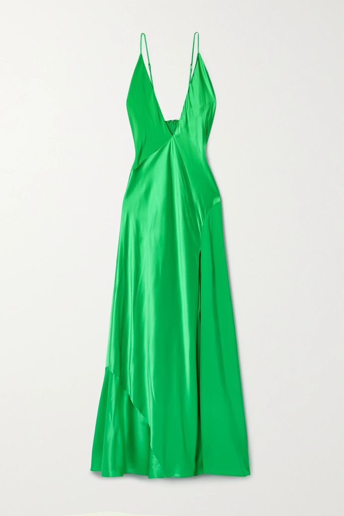 Silk-satin Gown - Bright green