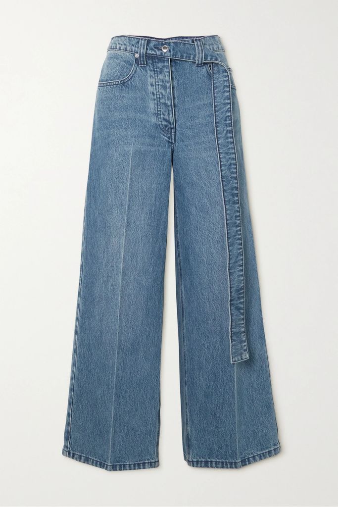Raver Belted Wide-leg Jeans - Mid denim