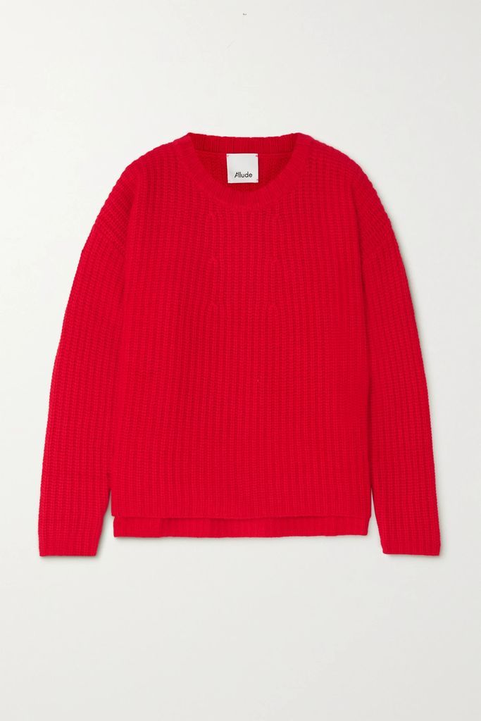 Ribbed Wool And Cashmere-blend Sweater - Red