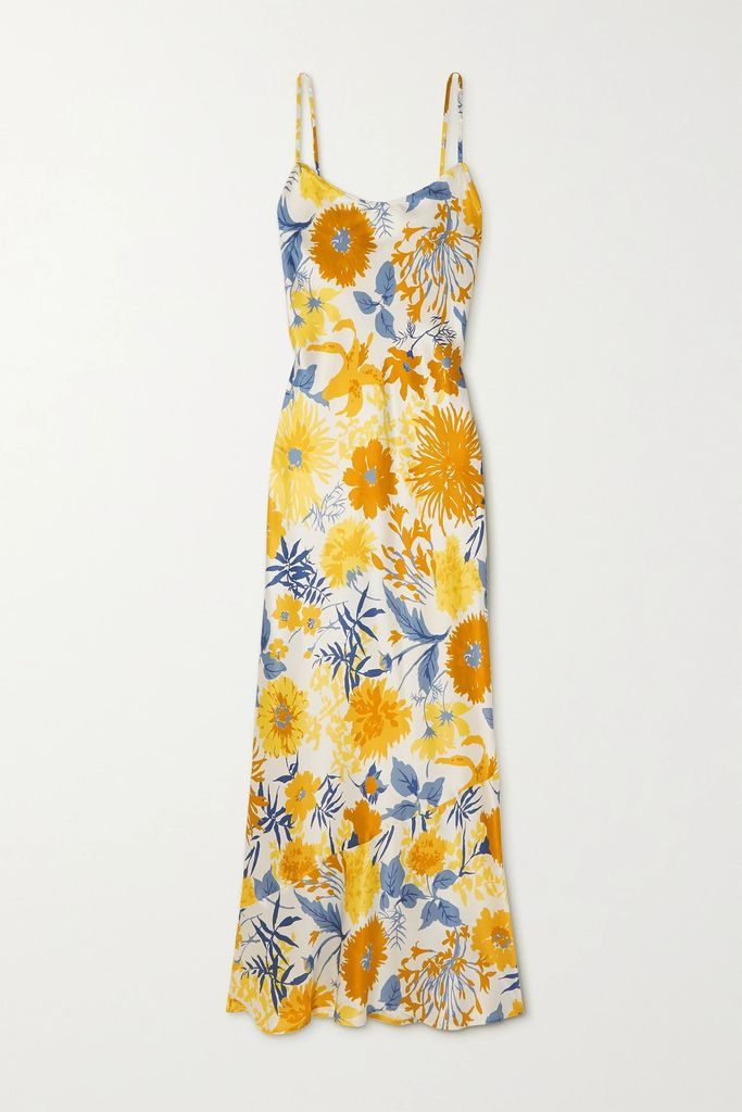 Parma Floral-print Silk-charmeuse Maxi Dress - Blue